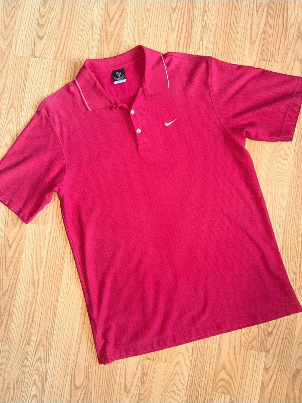 Vintage Nike Golf Dri-FIT Polo Shirt Mens Medium Red Herringbone Swoosh Y2K